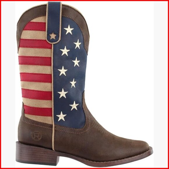 Mid-Calf Western Boots with Square Toe Low Heel Pull-On Entry Casual Style